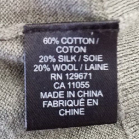 360Sweater Gray Ruched Sleeve Cotton Silk Wool Knit Top L - Picture 6 of 7